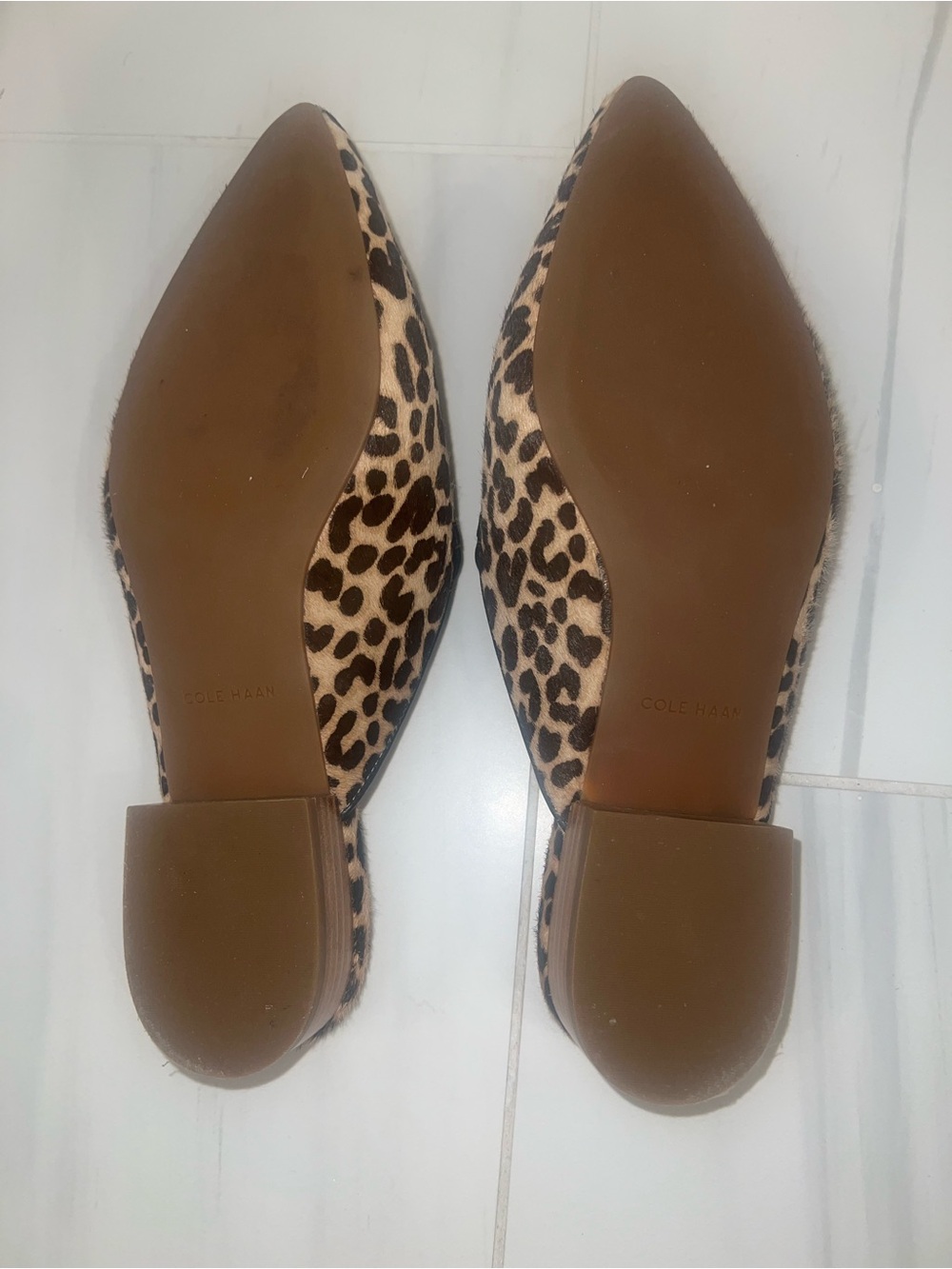 Cole Haan Leopard Calf-Hair Slip-On Mules in Tan & Black NEW WITHOUT TAGS - Picture 8 of 10